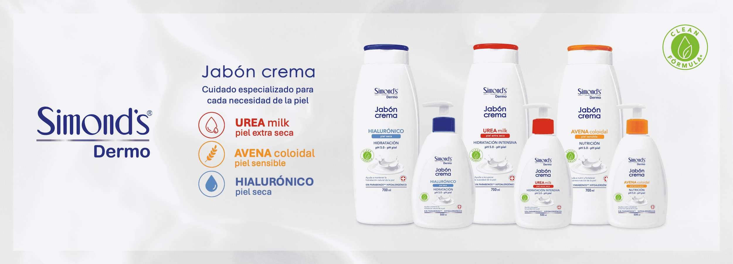Jabones crema Simond’s Dermo: Urea Milk, Avena Coloidal e Hialurónico